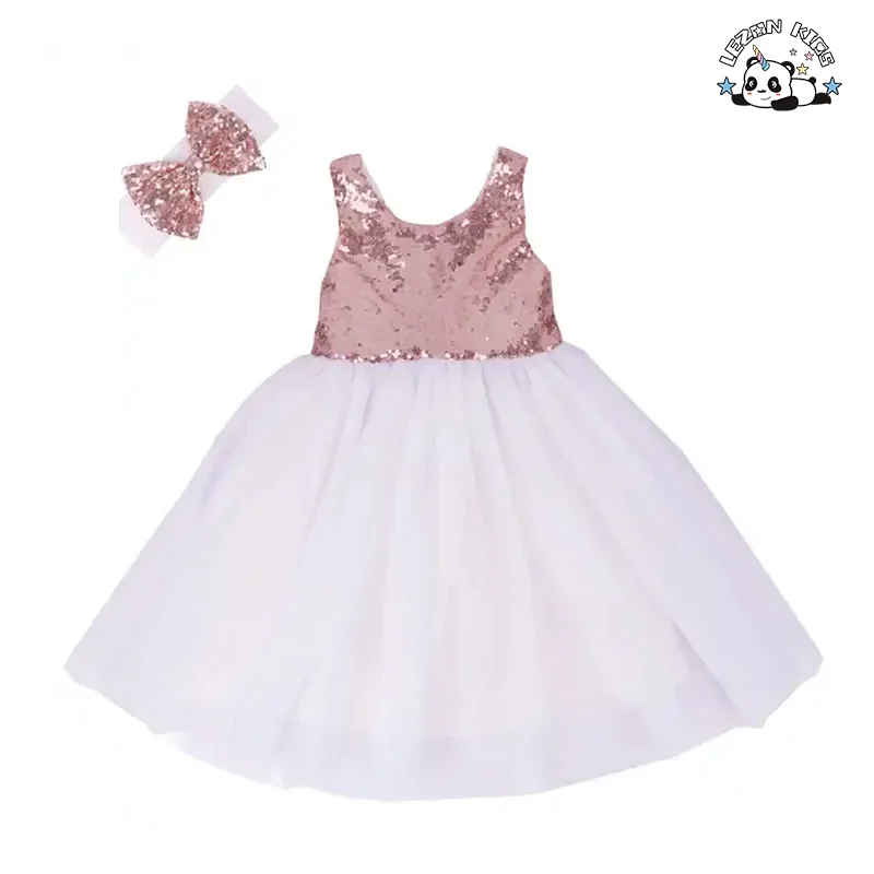 LEZONKIDS - New Fashion Kids Tulle Sequin Flower Girl Dresses Infant Baby Elegant Wedding Dress